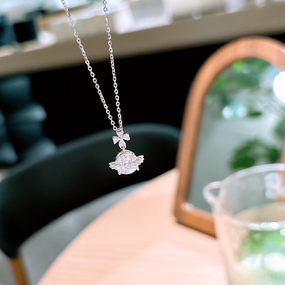 Solid Silver Moissanite Necklace Cute Christmas Gold