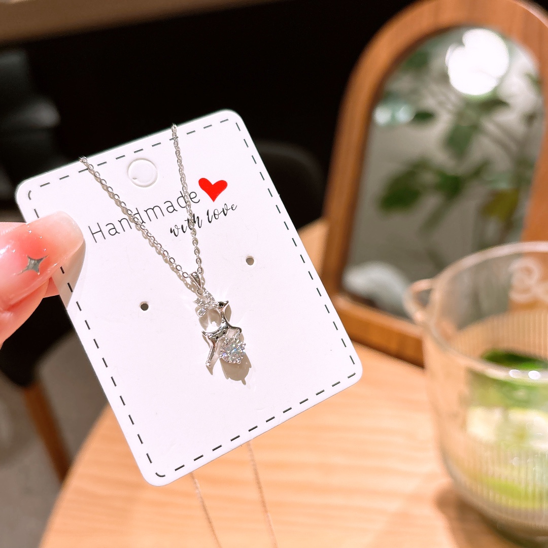 Fine Silver Moissanite Necklace Ultra Minimal Workplace Gold