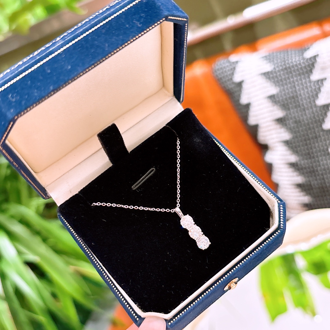 S925 Sterling Silver Moissanite Necklace Ins Style Graduation Silver