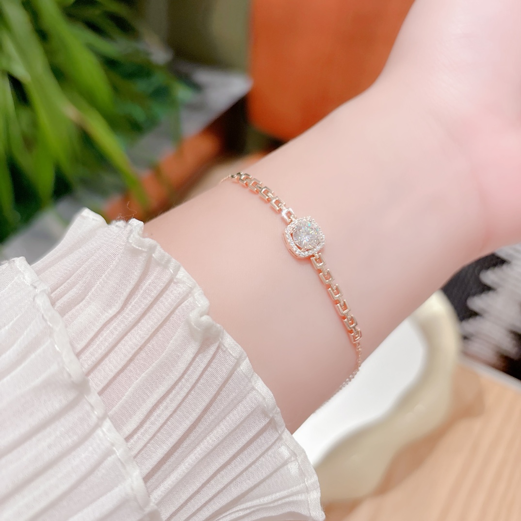 Low Allergy Silver Moissanite Bracelet Ethereal Everyday Wear Gold