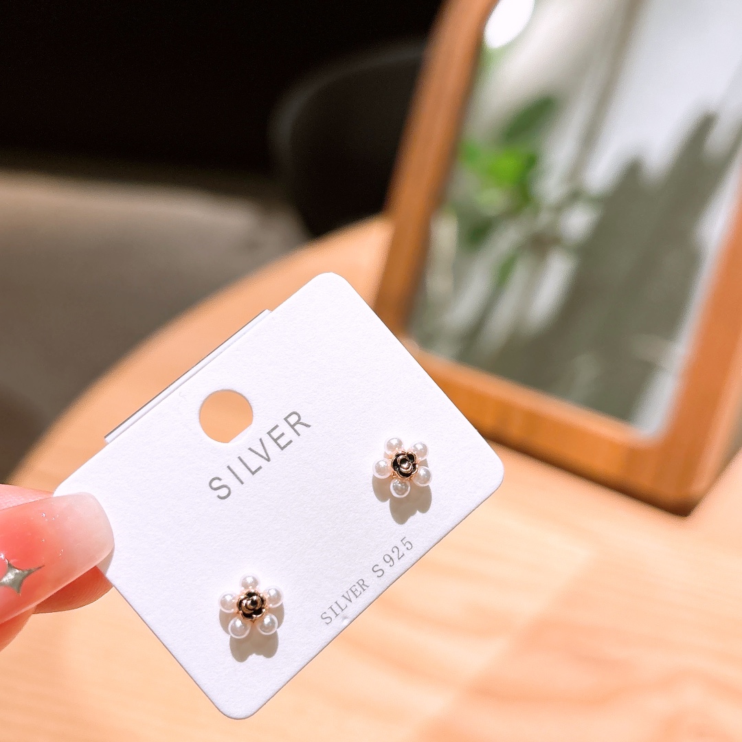 S925 Sterling Silver Earrings Artistic Mother's Birthday Gold