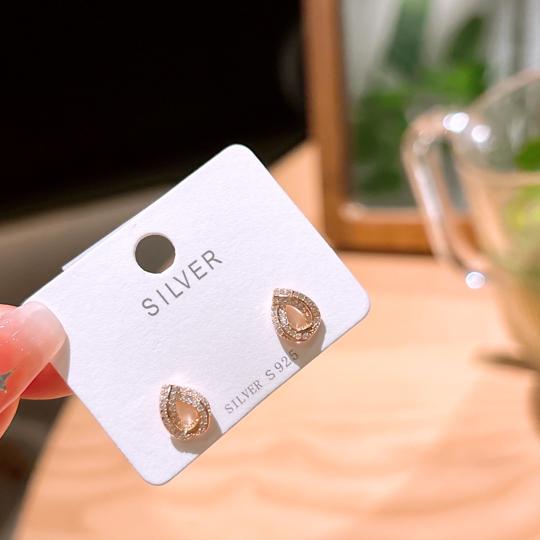 S925 Sterling Silver Earrings Pure Housewarming Gold