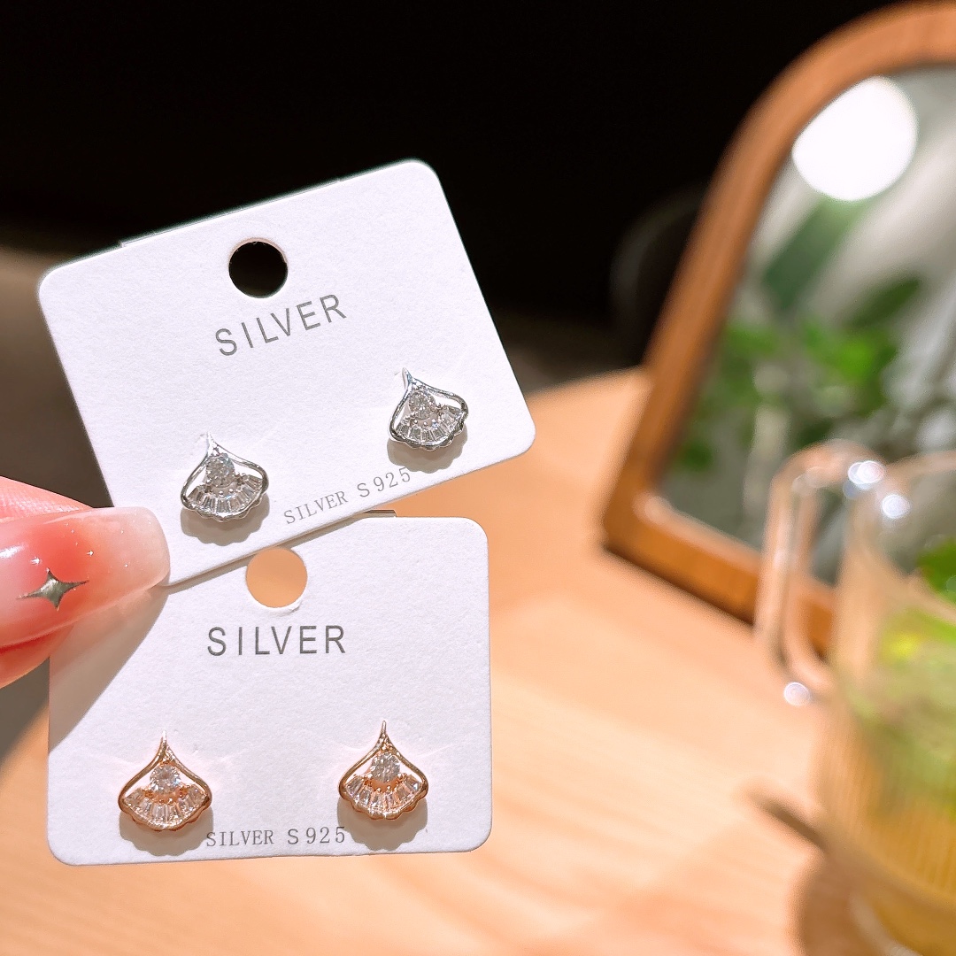 S925 Sterling Silver Earrings Forest Father's Day Gold