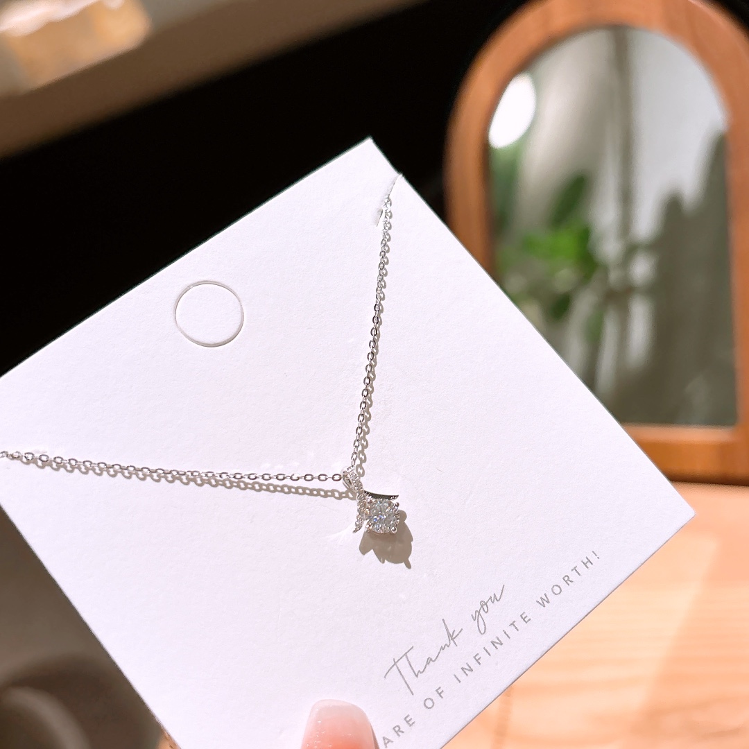 Fine Silver Moissanite Necklace Sweet Bestie Gift Silver