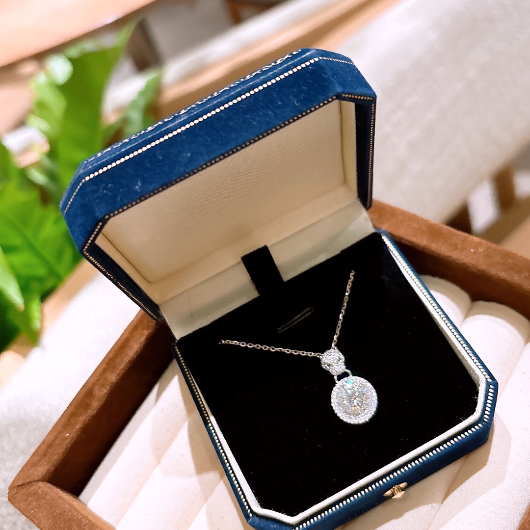 S925 Sterling Silver Moissanite Necklace Playful Father's Day Silver