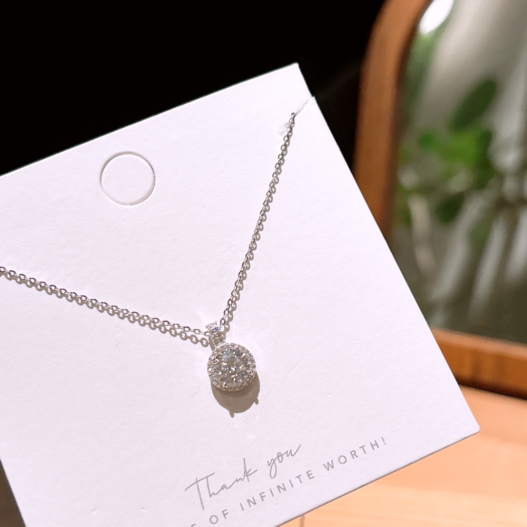 Hypoallergenic Silver Moissanite Necklace Vintage Party Gold