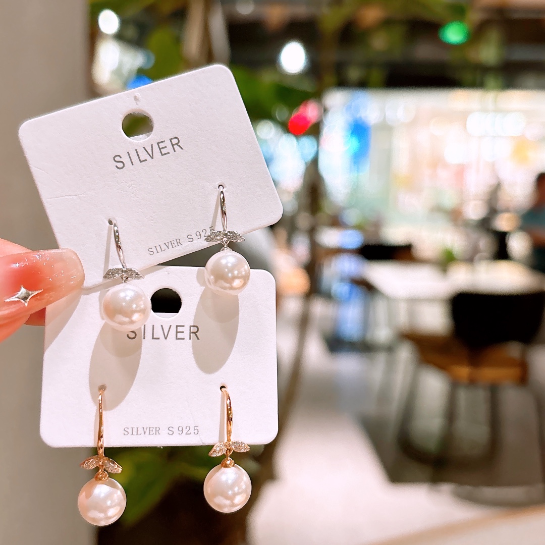 Solid Silver Drop & Thread Earrings Ethereal Workplace Gold