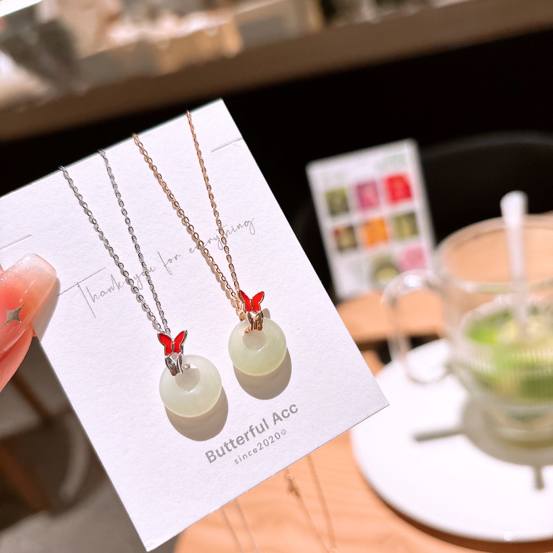 Low Allergy Silver Hetian Jade Necklace Cute Wedding Registration