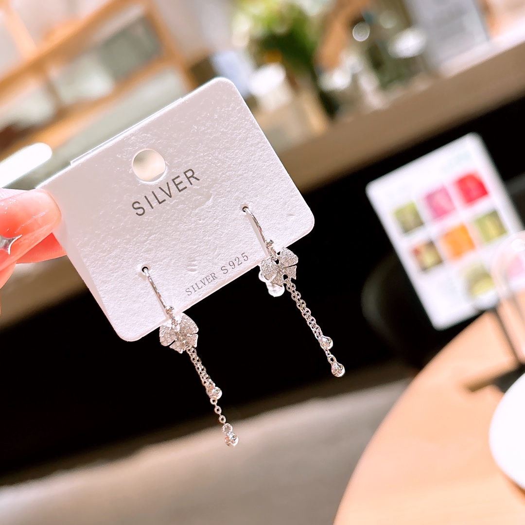 インスタ風S925スターリングシルバードロップ＆スレッドイヤリングゴールド バレンタインデー