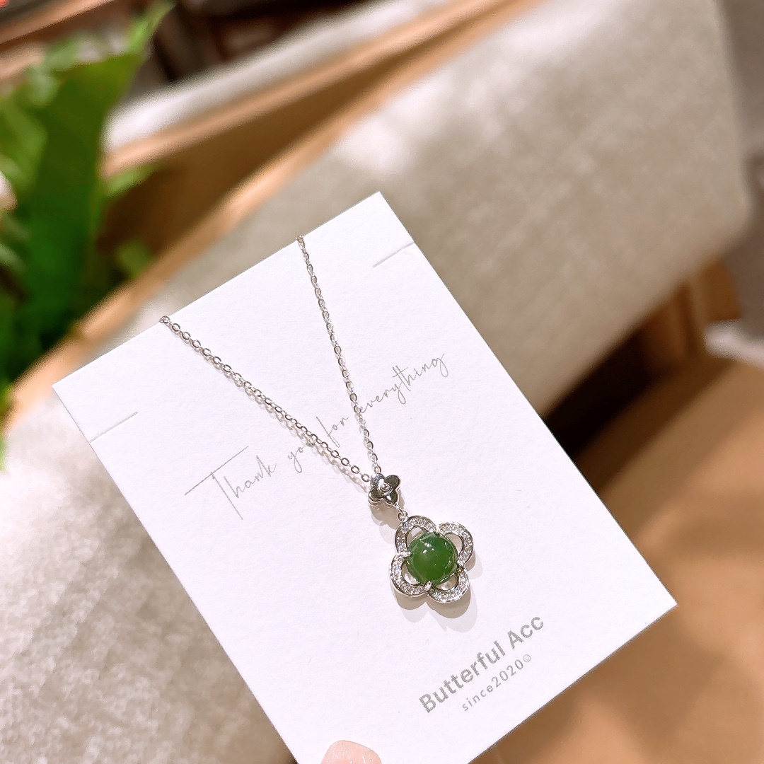 Hypoallergenic Silver Jasper Necklace Cute Office Gold