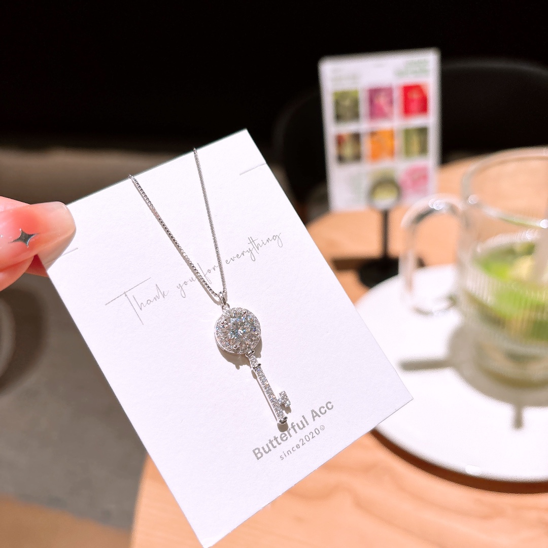 S925 Sterling Silver Moissanite Necklace Ultra Minimal Mother's Birthday