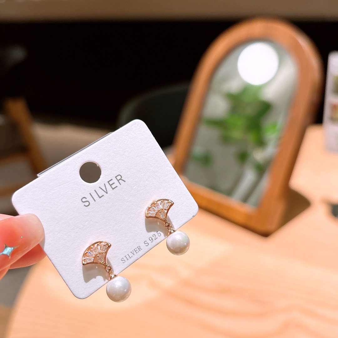 High Polish Silver Earrings Korean Style Engagement Gold