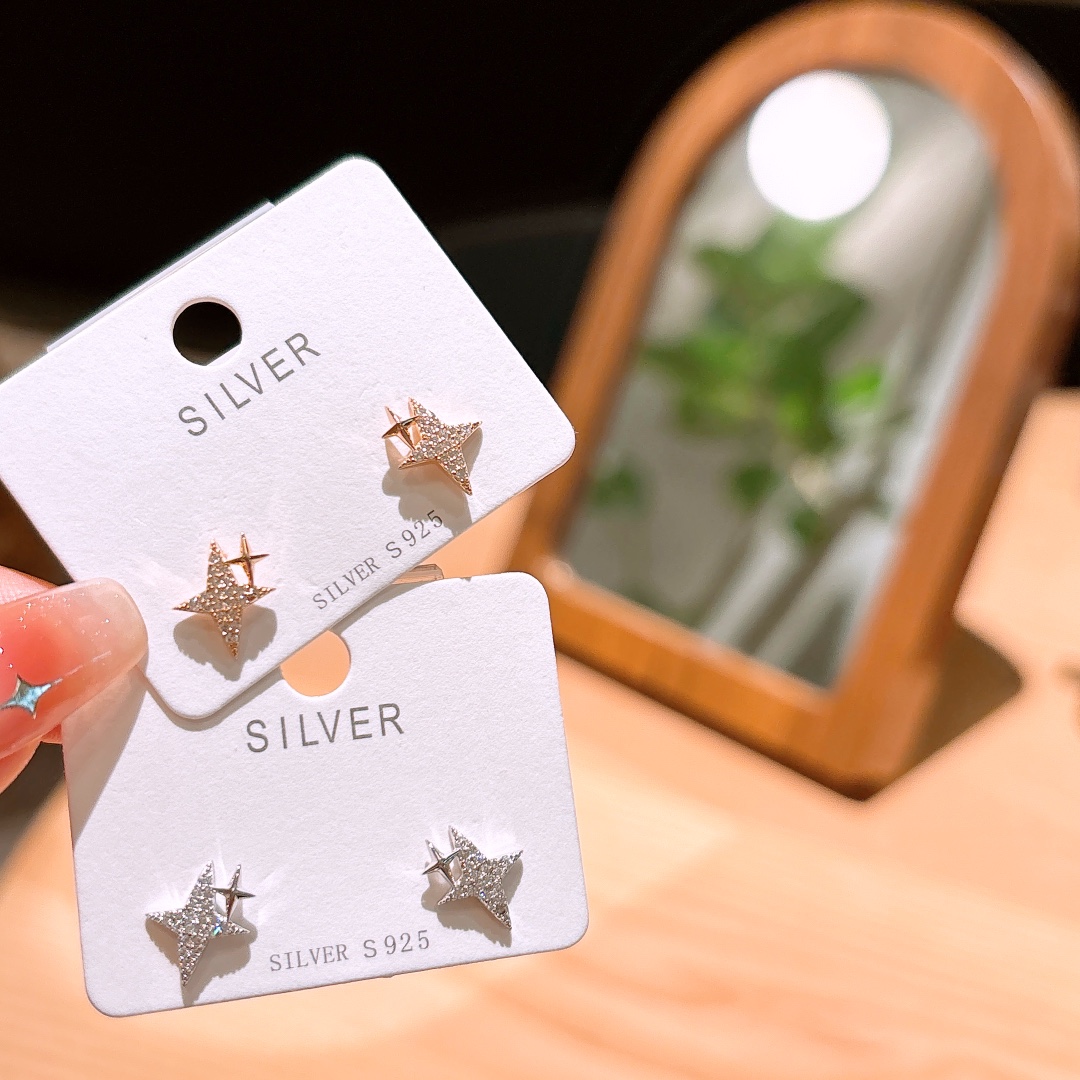 Solid Silver Earrings Fashion Mother's Birthday Gold