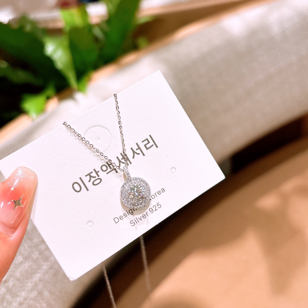 925 Silver Moissanite Necklace Pure Wedding Silver