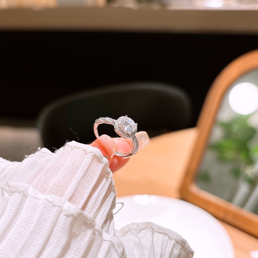 Nickel Free Silver Moissanite Ring Vintage Housewarming Gold