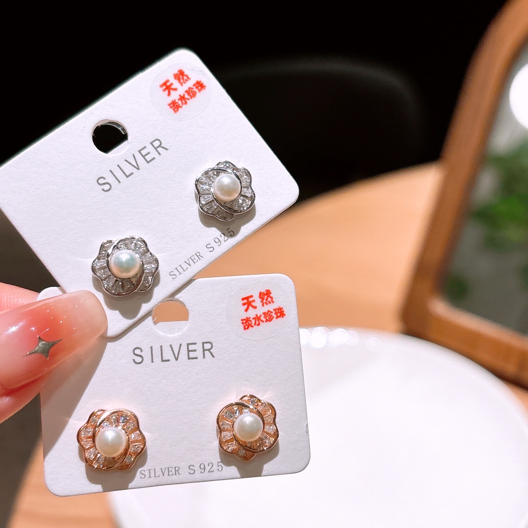 Fine Silver Freshwater Pearl Studs Dainty Anniversary Gold