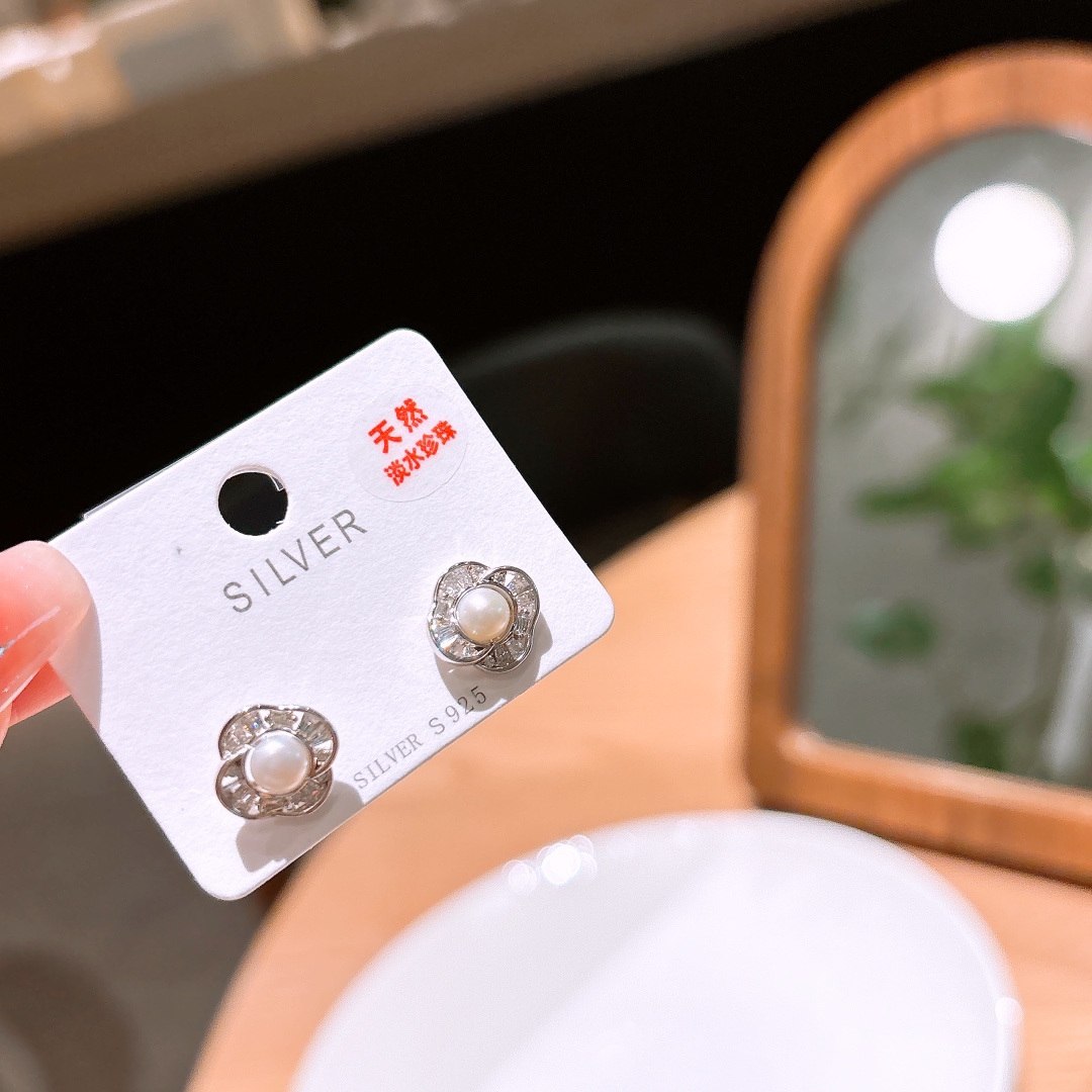 High Polish Silver Freshwater Pearl Studs Ultra Minimal Mother's Day