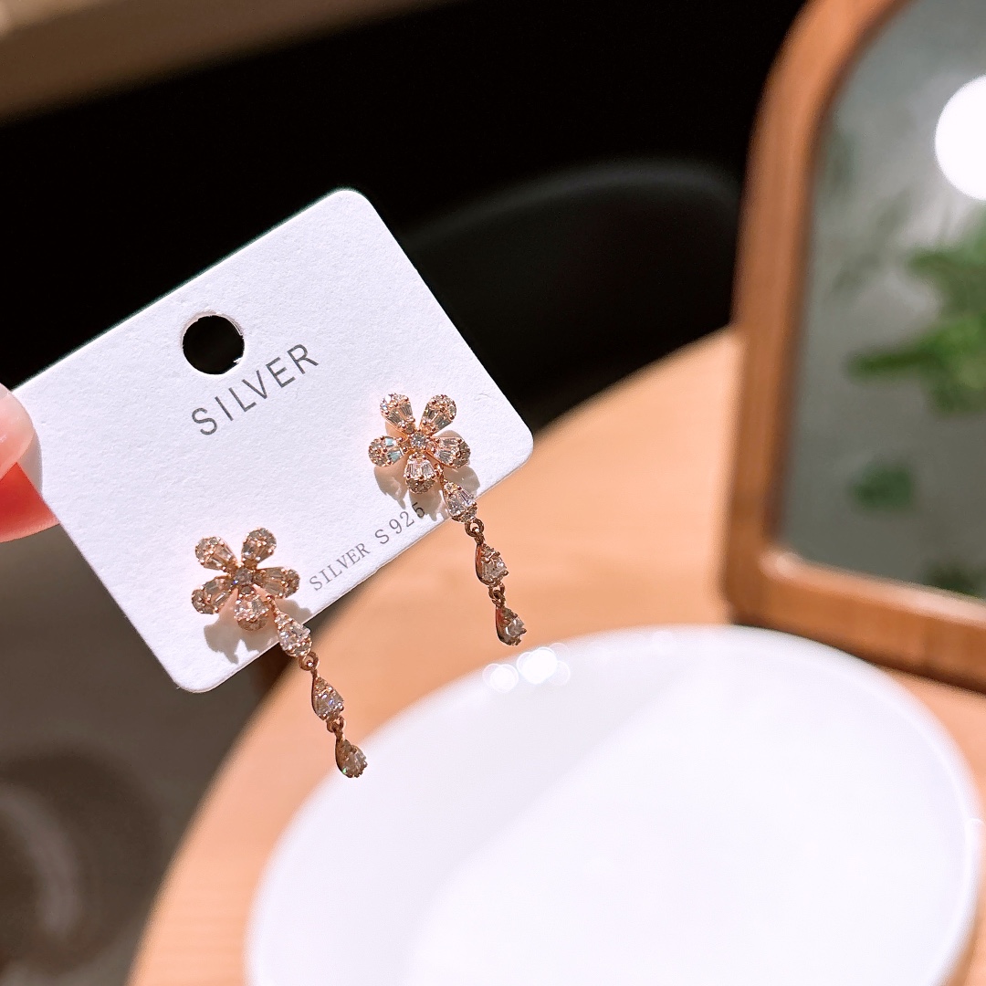 Hypoallergenic Silver Earrings Sweet Spring Festival Silver