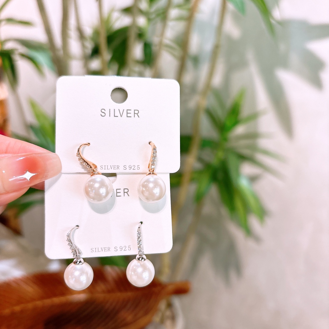 甘い925シルバードロップ＆スレッドイヤリングゴールド 新築祝い