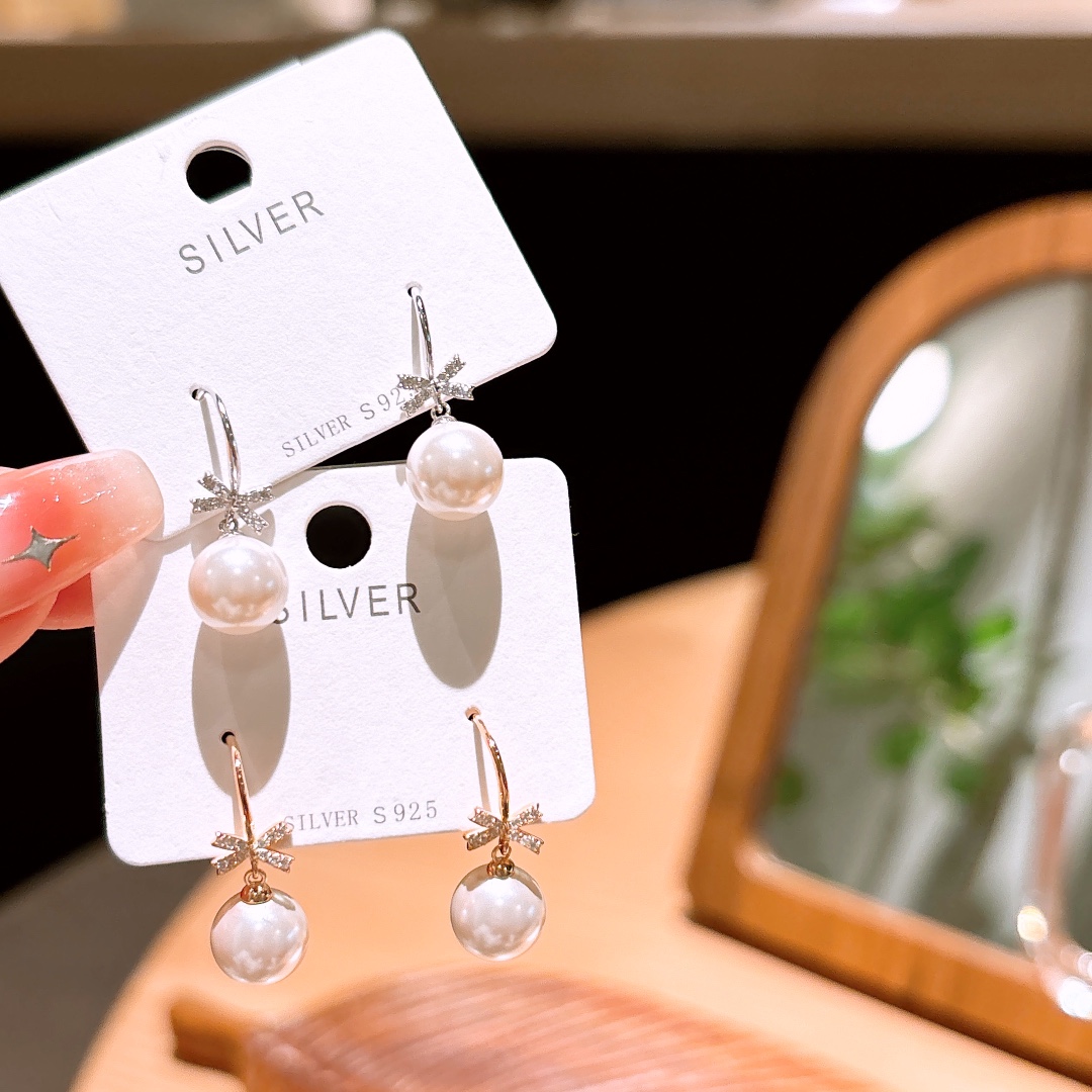 High Polish Silver Drop & Thread Earrings Chic Mother's Birthday