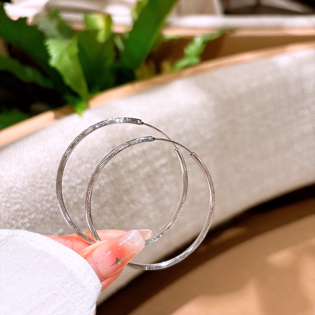S925 Sterling Silver Hoop Earrings Pure Date Night Silver