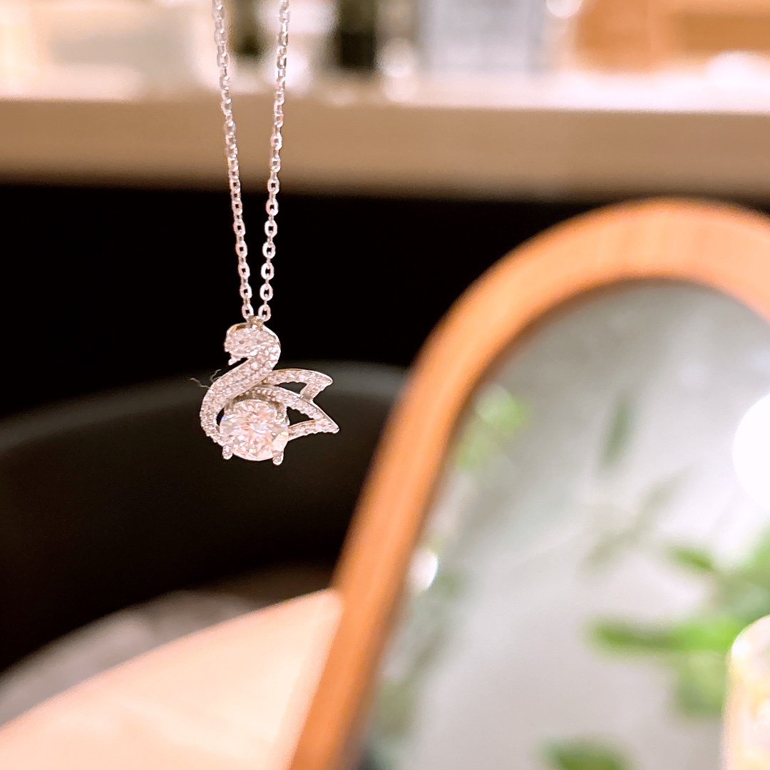 Fine Silver Moissanite Necklace Delicate Wedding Gold