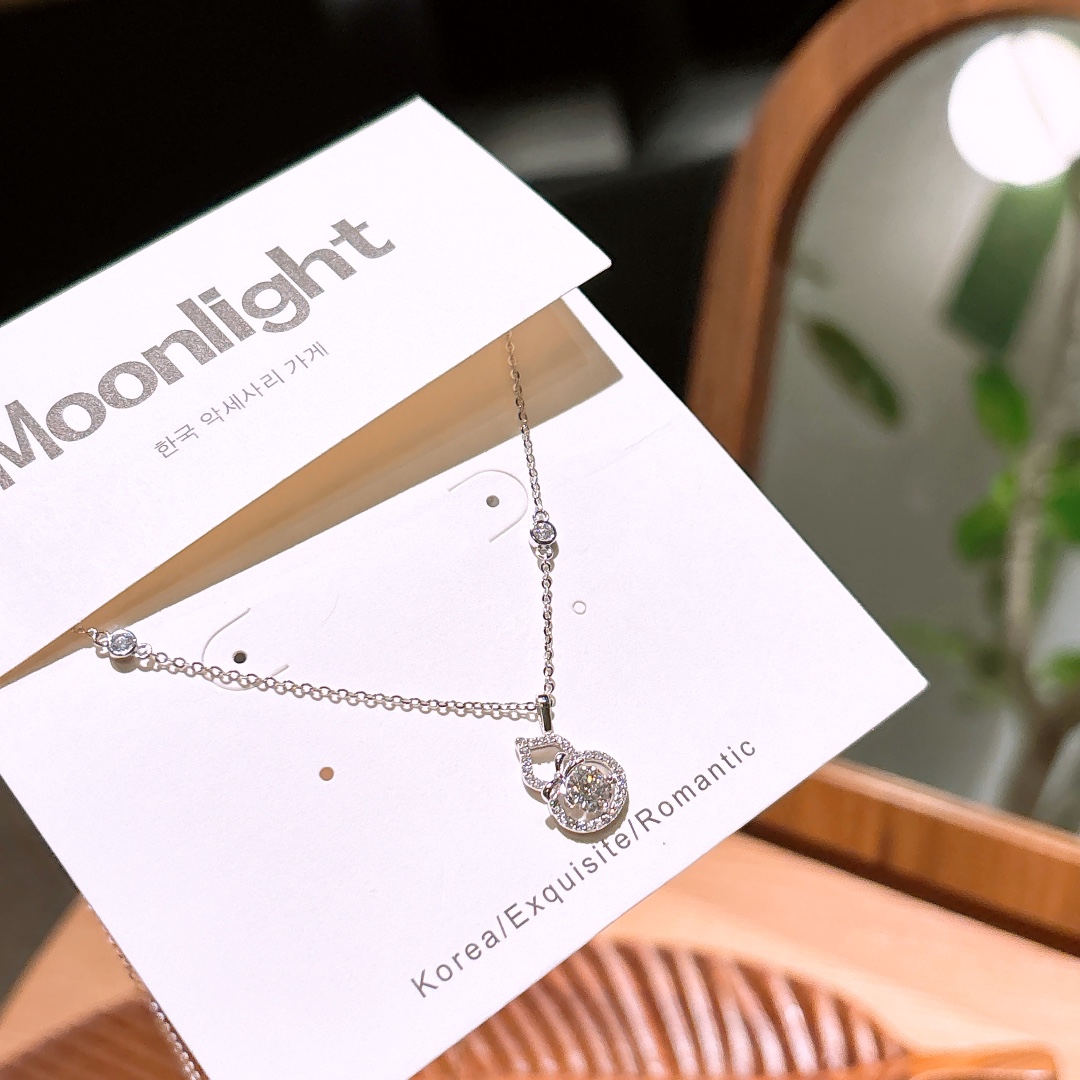 Nickelfreies Silber Moissanit Kette Einzigartig Neujahr Gold