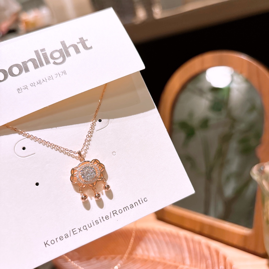 Nickel Free Silver Moissanite Necklace Dainty New Year Silver