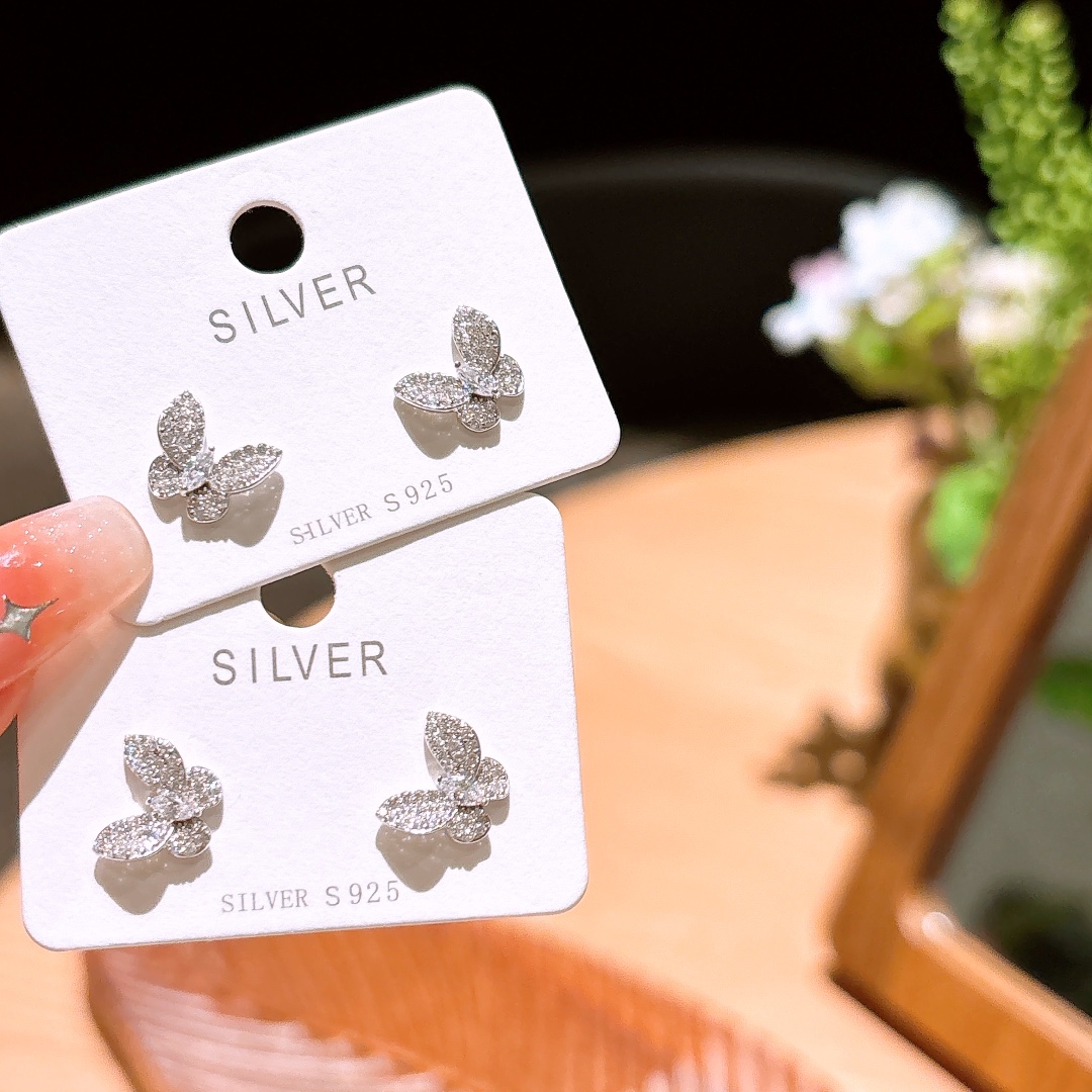 S925 Sterling Silver Earrings Dainty Wedding Registration Silver