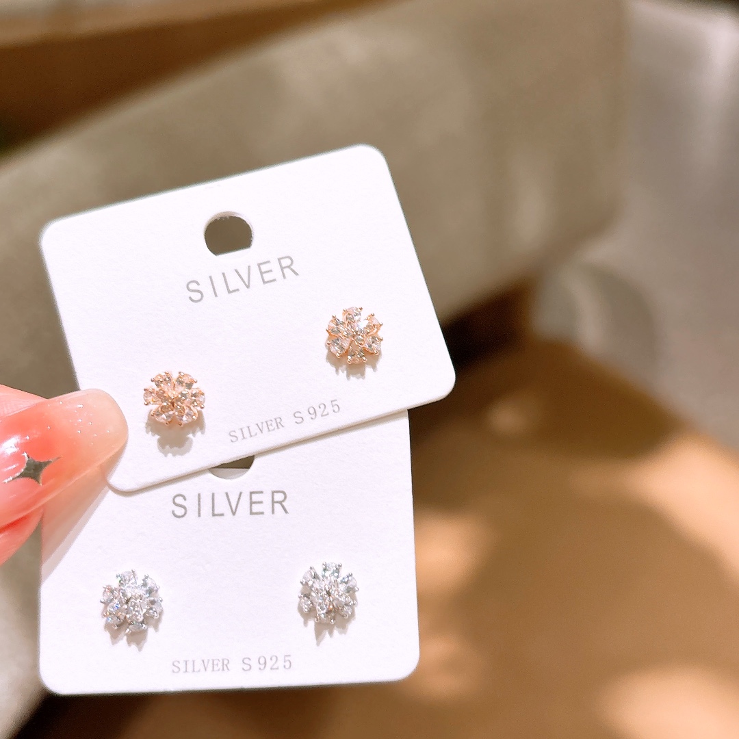 925 Silver Earrings Sweet & Cool Confession Gold