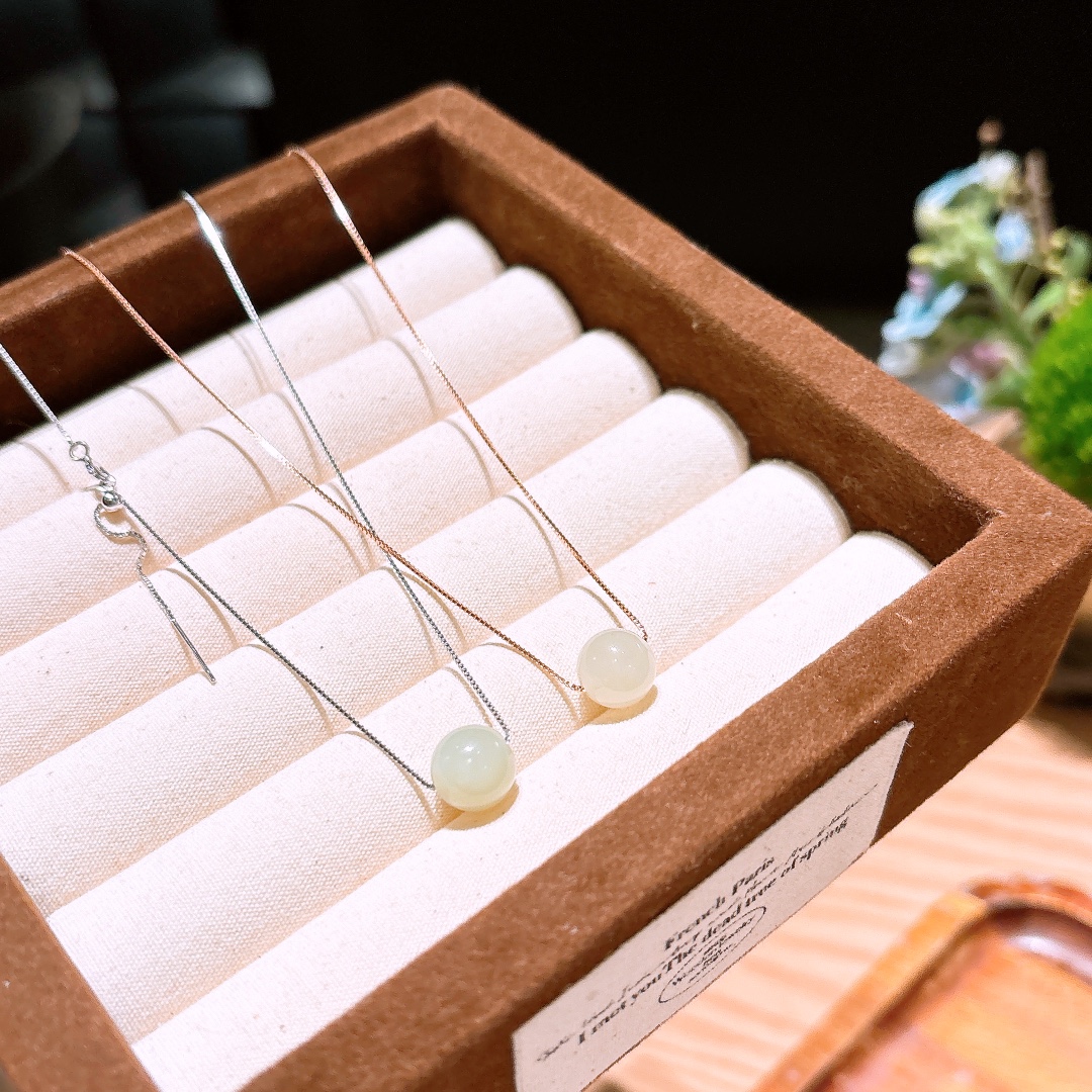 Nickel Free Silver Hetian Jade Necklace Girly Party Gold