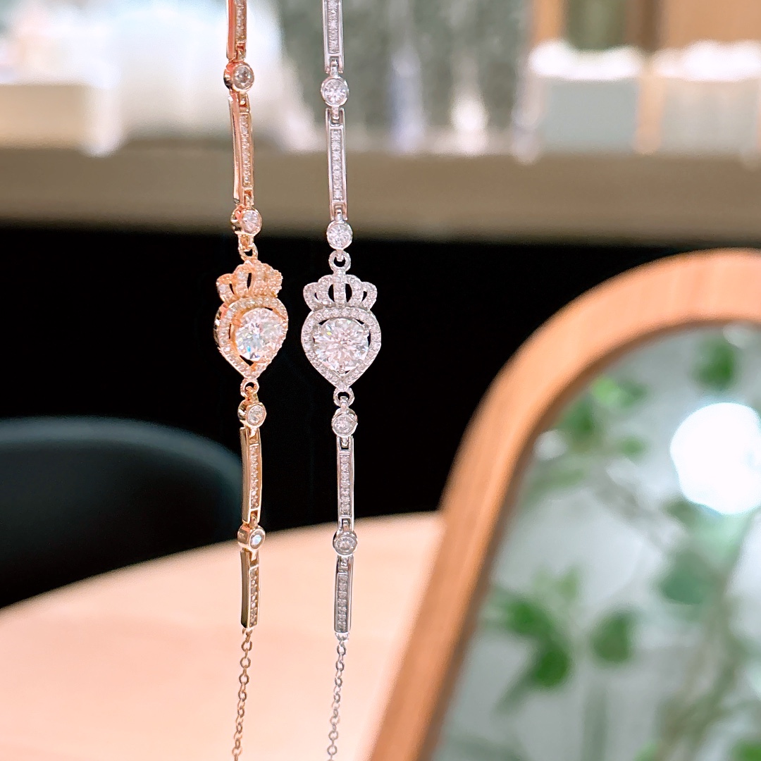 Solid Silver Moissanite Bracelet Forest Engagement Gold