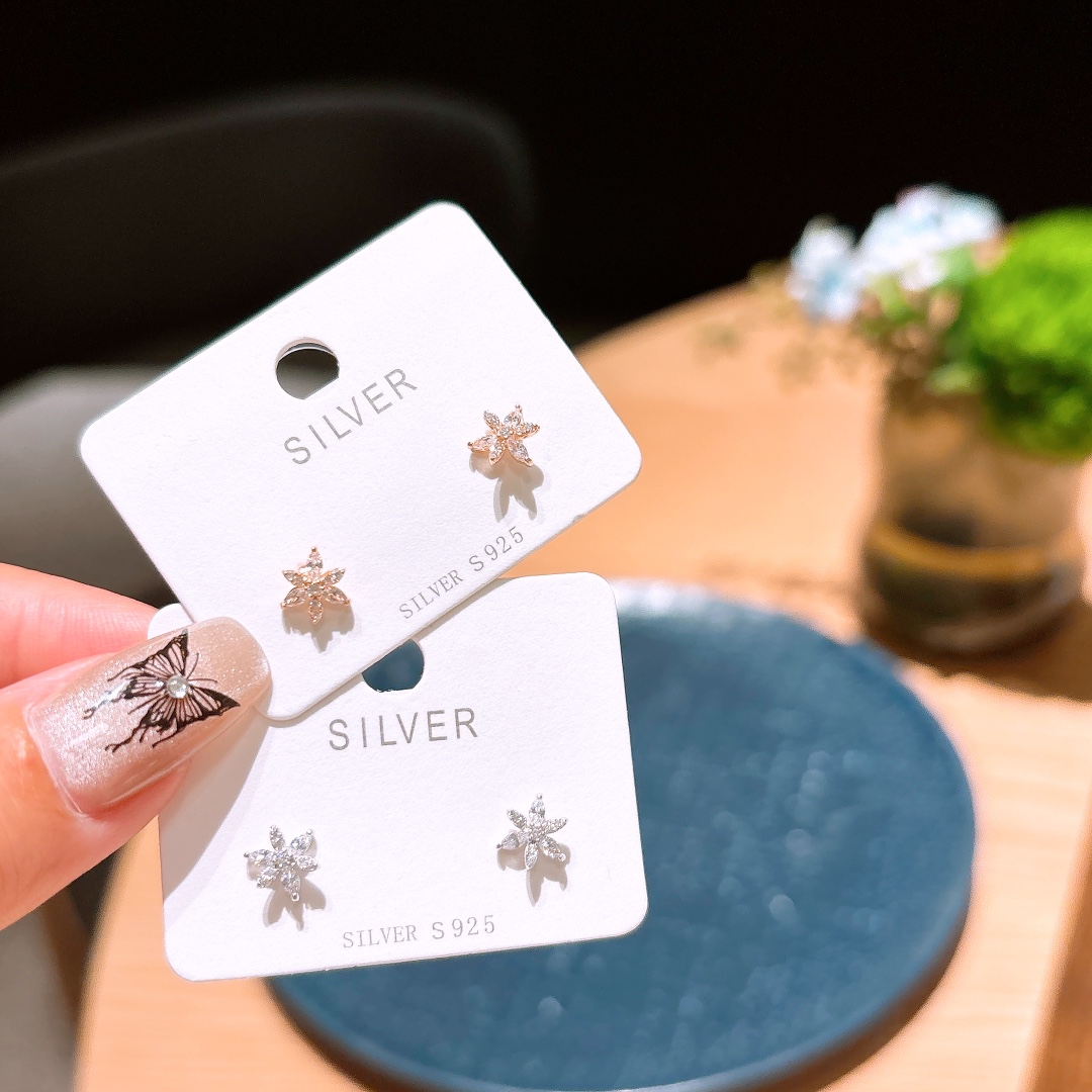 S925 Sterling Silver Earrings Gentle Workplace Gold