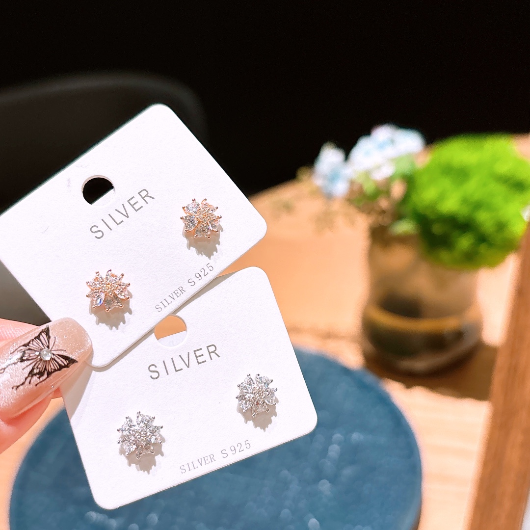 S925 Sterling Silver Earrings Soft Wedding Registration Silver