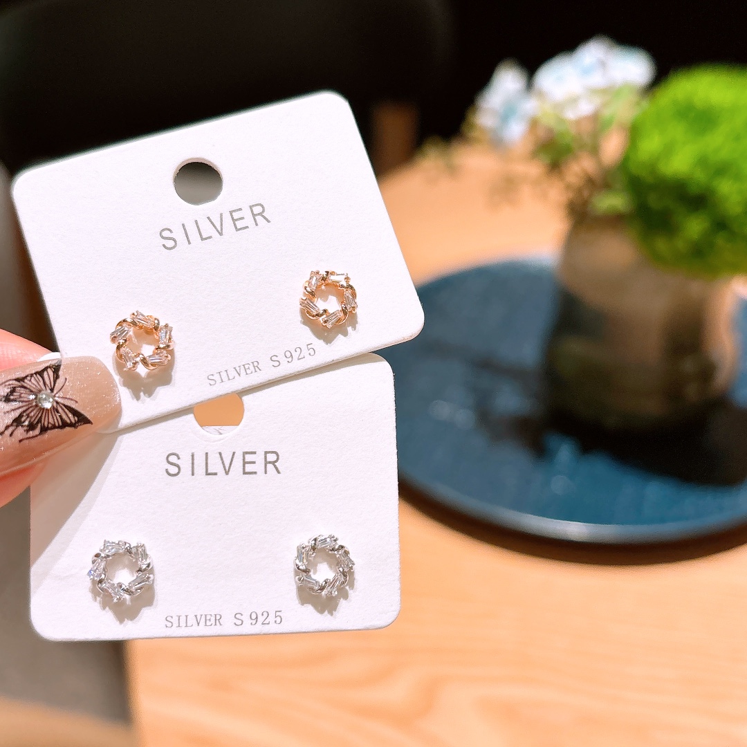 S925 Sterling Silver Earrings Vintage Wedding Gold