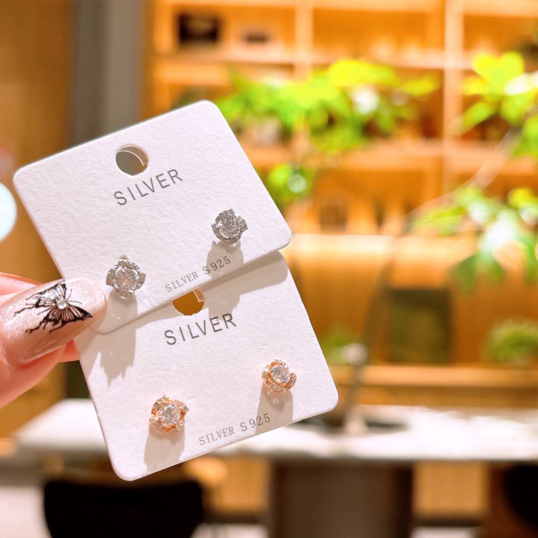 925 Silver Earrings Gentle Office Gold