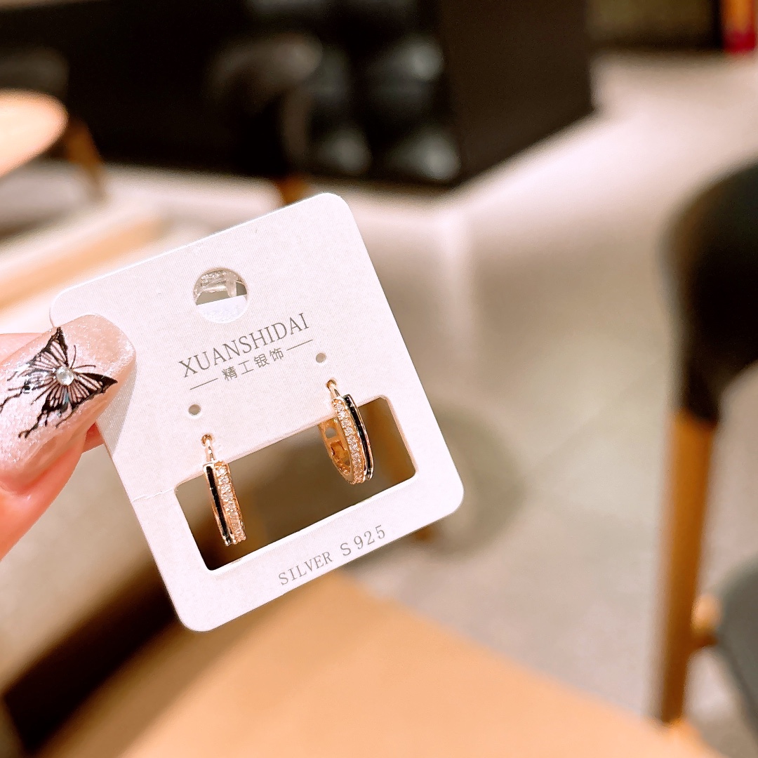 S925 Sterling Silver Ear Cuffs French Christmas Gold