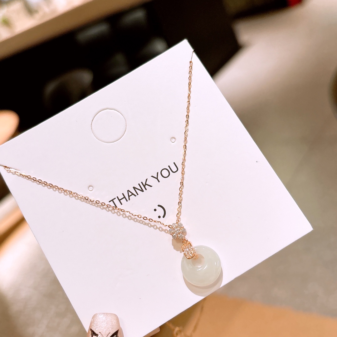 High Polish Silver Hetian Jade Necklace Chic Valentine's Day Gold