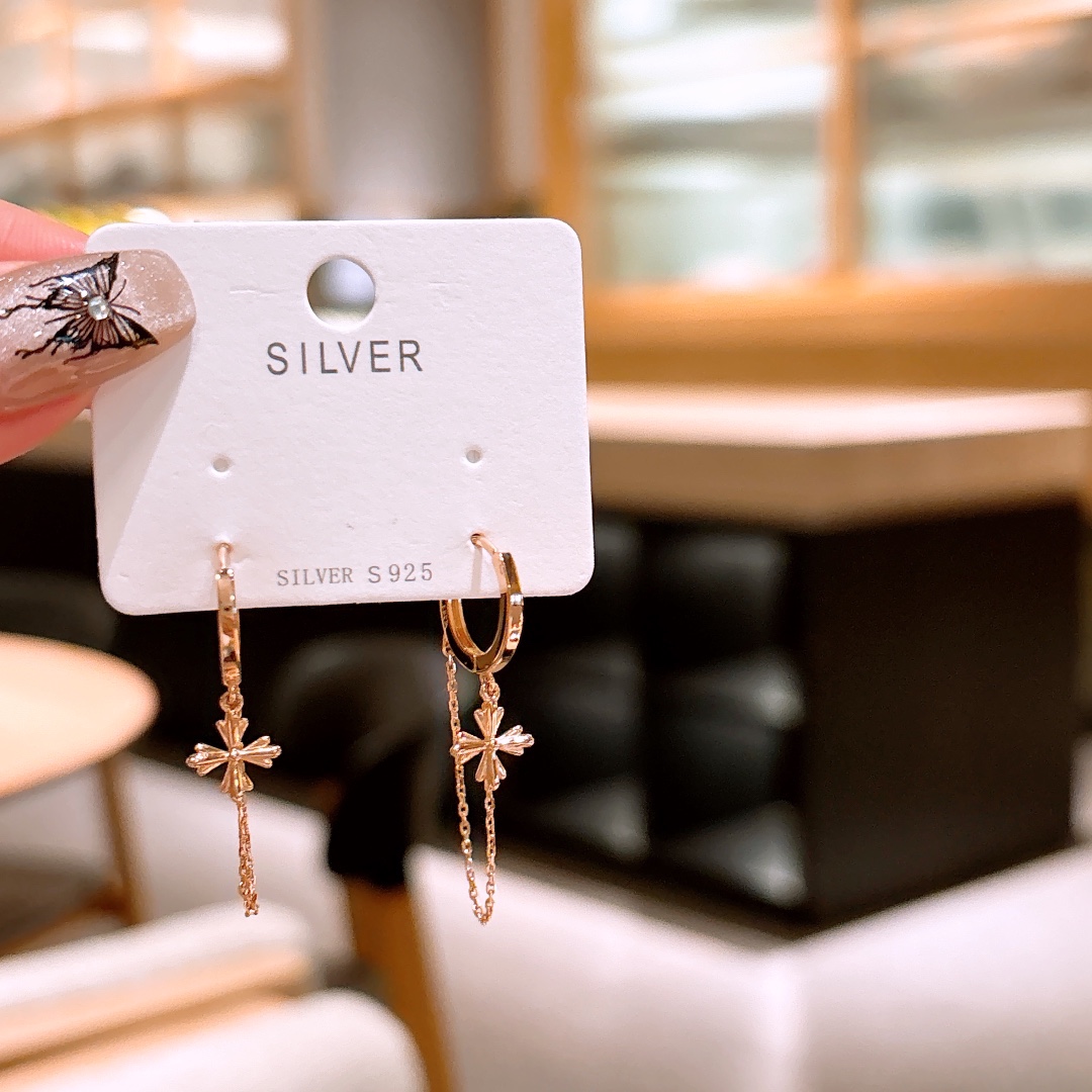 S925 Sterling Silver Ear Cuffs Elegant Proposal Gold