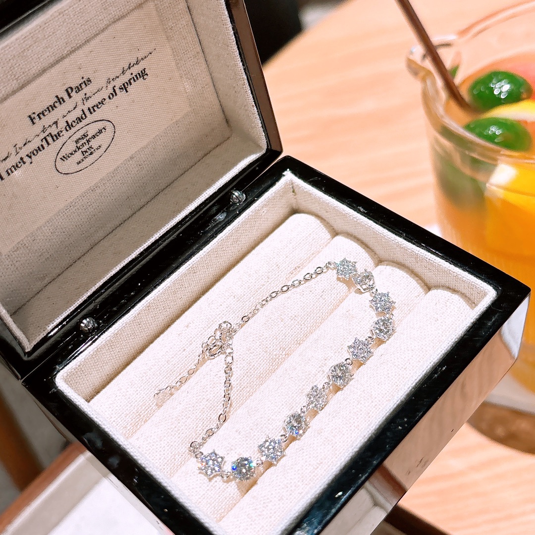 S925 Sterling Silver Moissanite Bracelet Chic Wedding Registration