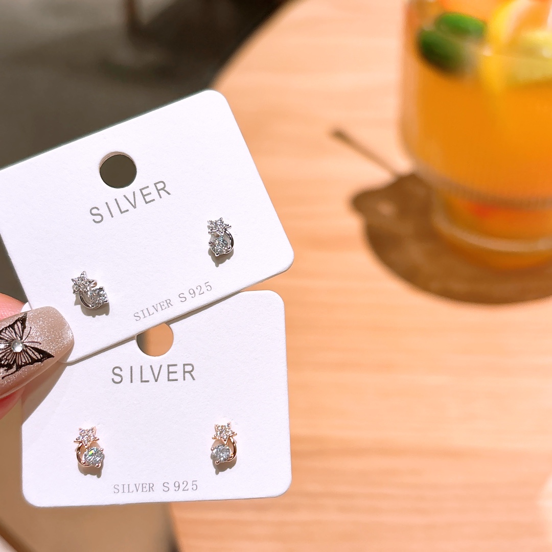 Hypoallergenic Silver Earrings Playful Anniversary Gold