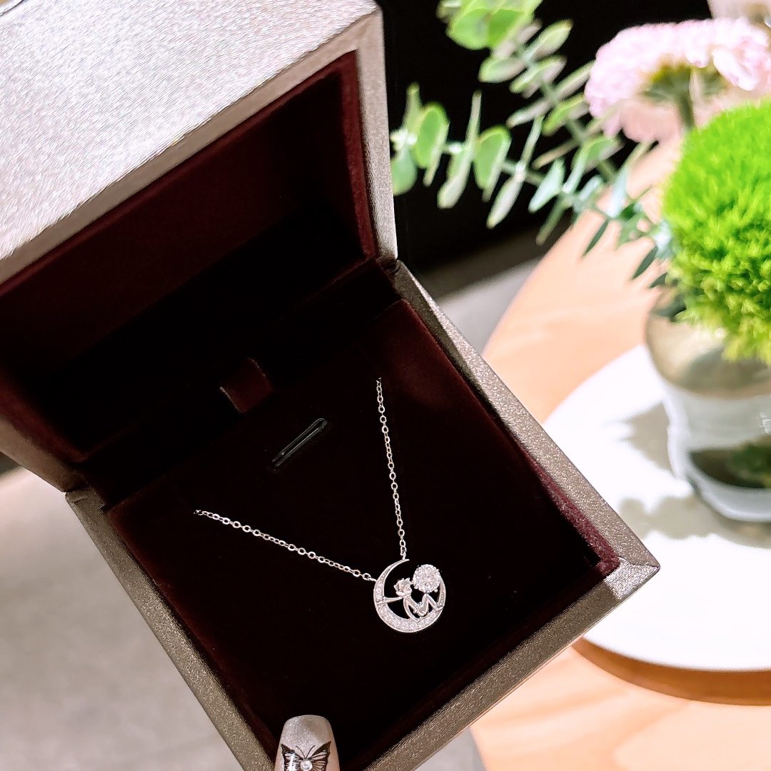 925 Silver Moissanite Necklace Fresh New Year Gold