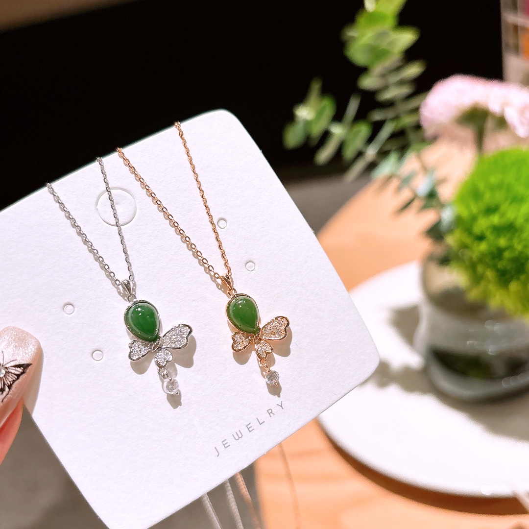 Solid Silver Jasper Necklace Fashion Valentine's Day Silver