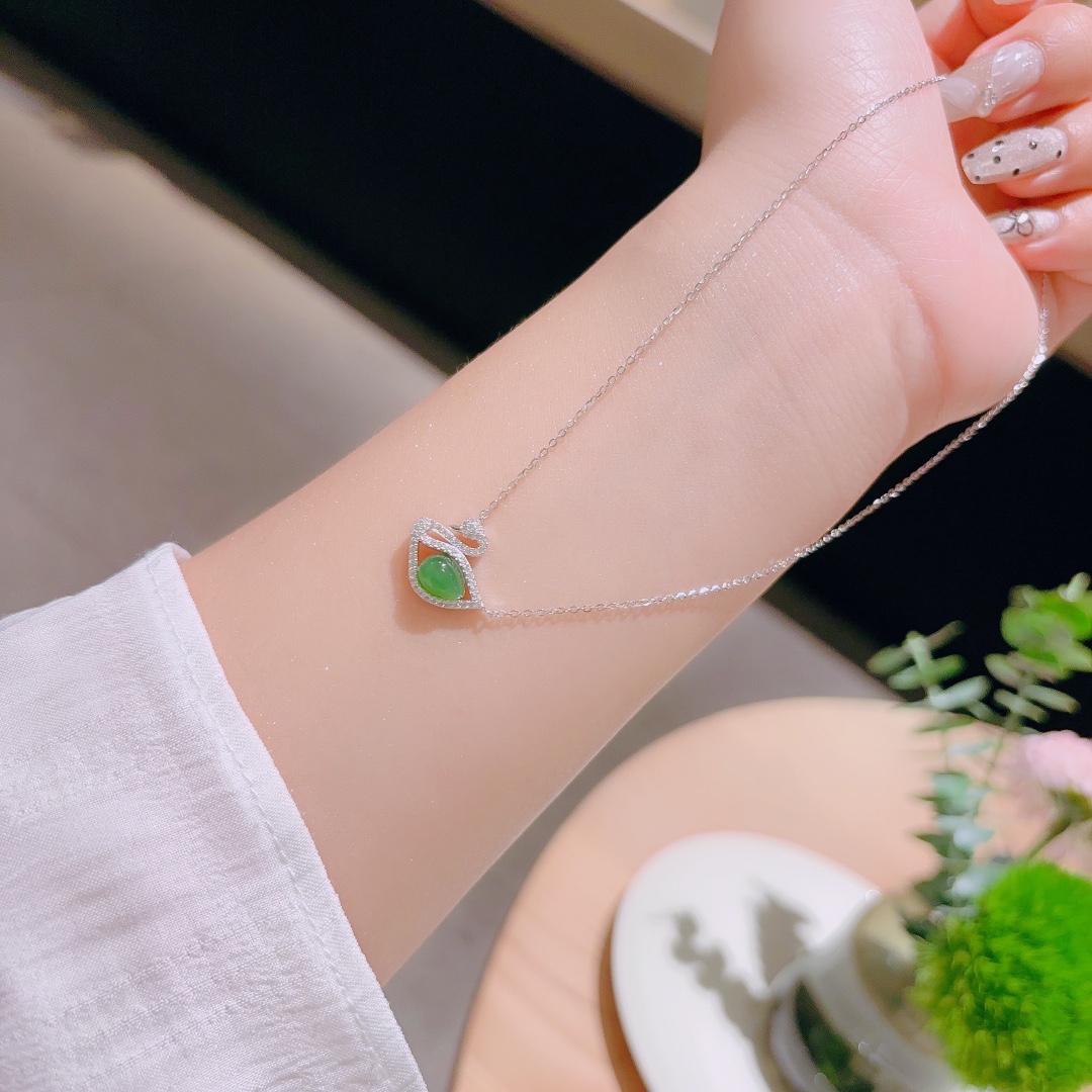 Fine Silver Jasper Necklace Minimalist Anniversary Gold