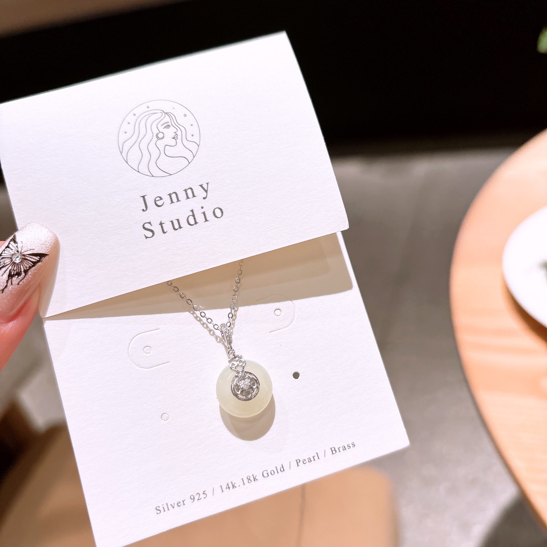 925 Silver Hetian Jade Necklace Elegant Wedding Favor Gold