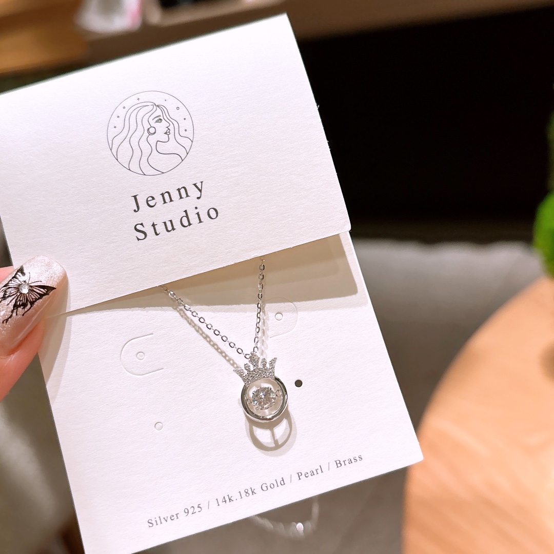 High Polish Silver Moissanite Necklace Cute Self-love Silver