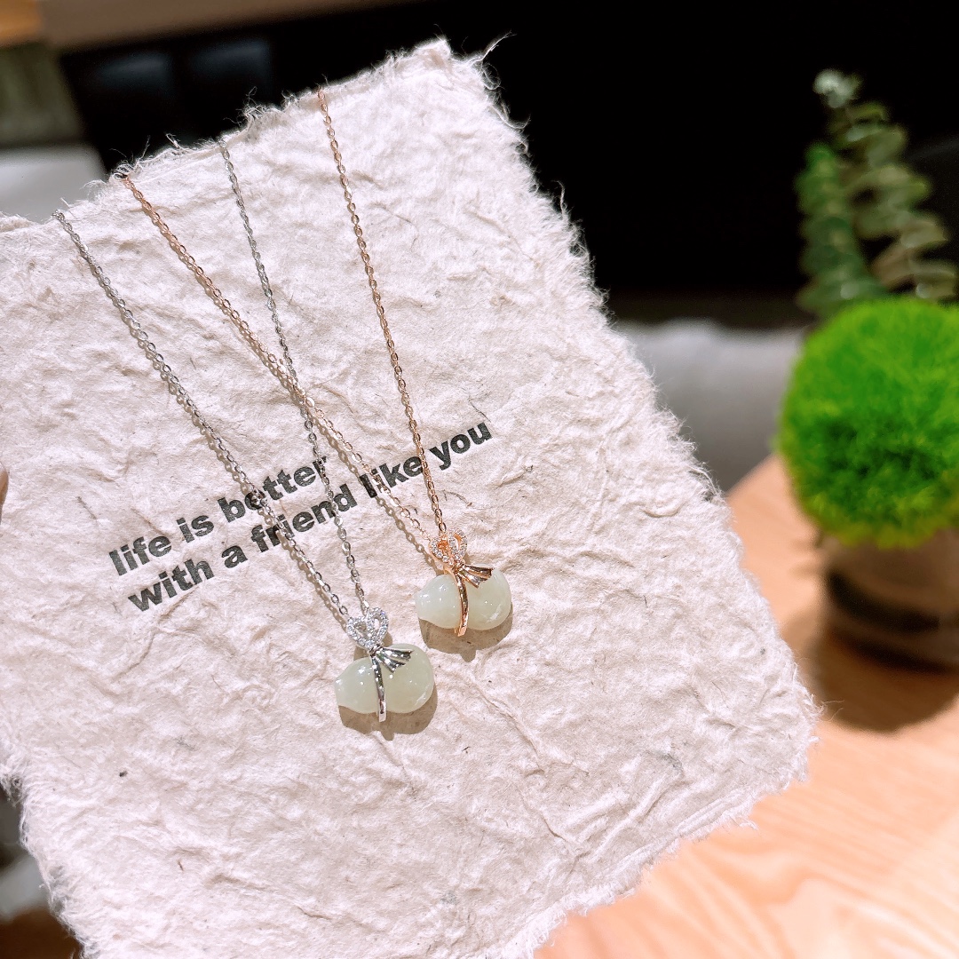 925 Silver Hetian Jade Necklace Romantic Confession Silver
