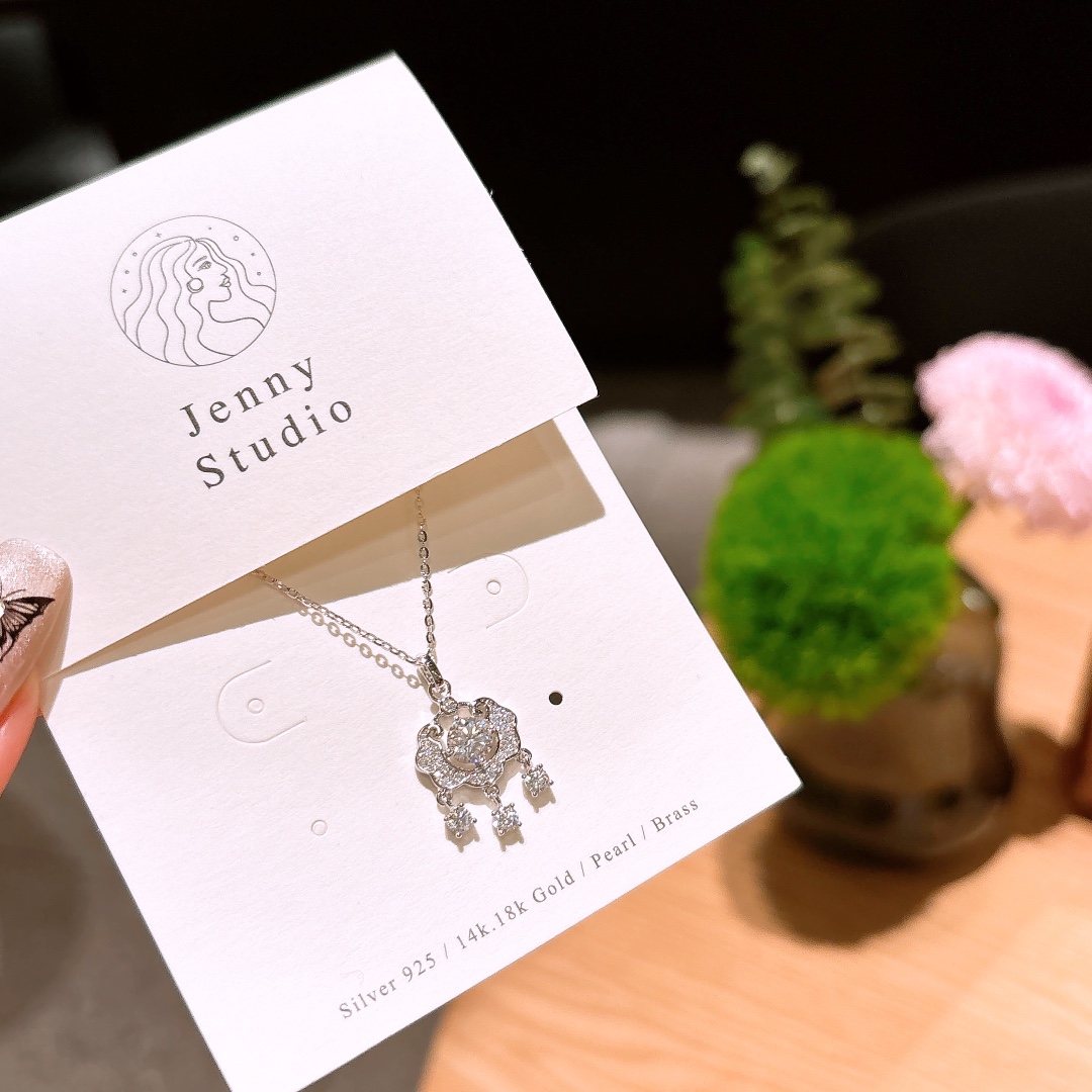 Nickel Free Silver Moissanite Necklace Light Luxury Wedding Silver