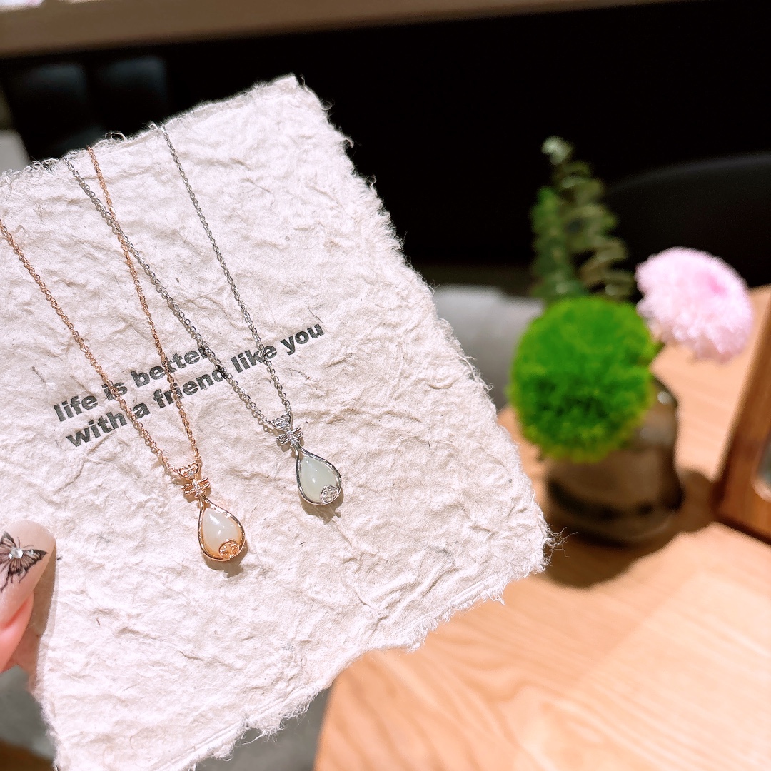 Low Allergy Silver Hetian Jade Necklace Precision Self-love Silver