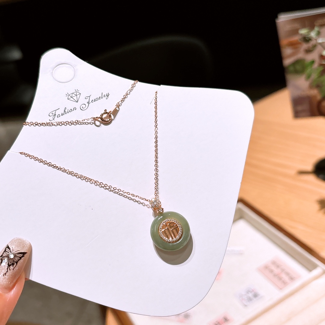 High Polish Silver Hetian Jade Necklace Pure Proposal Silver